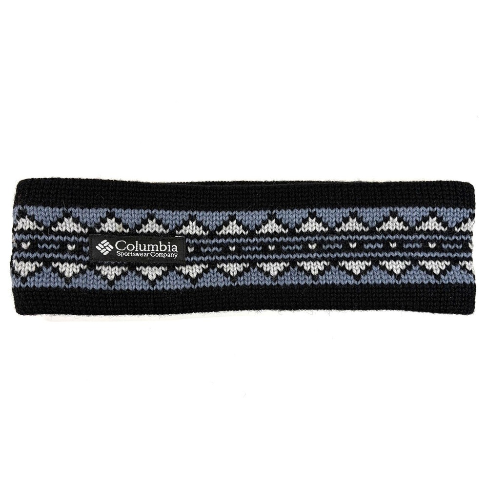 VTG Columbia Wool Knit Fleece-Lined Ski Snow Ear Head Band Aztec Black 90s Y2K